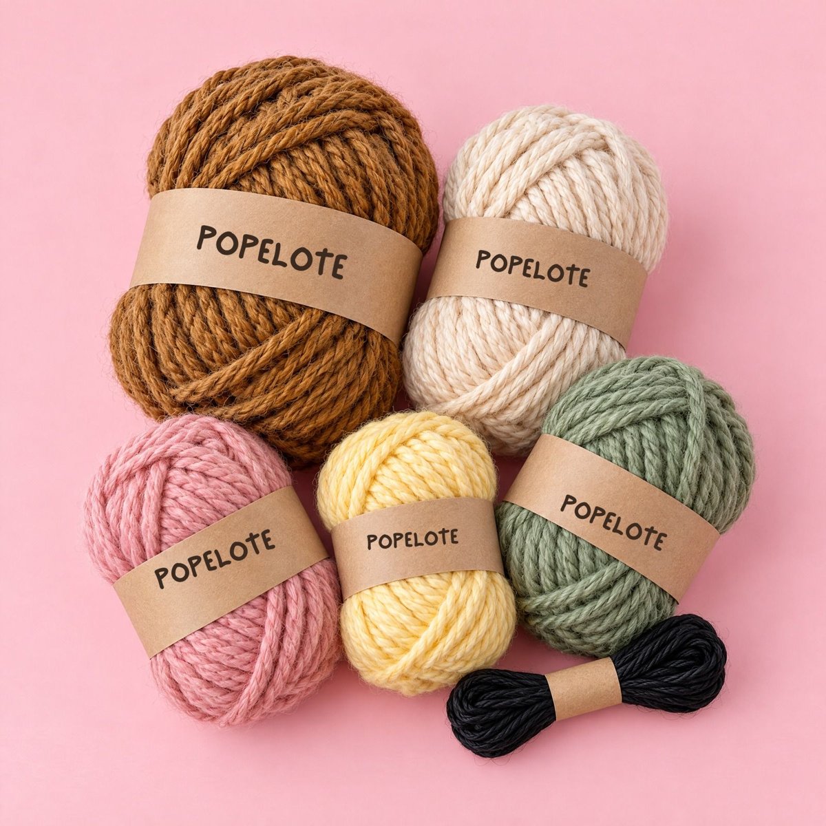Chunky Popelote yarn balls in several colours