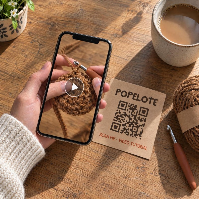 The step-by-step video playing on a phone next to the QR card